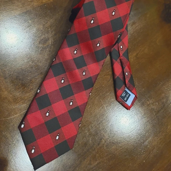 Tommy Hilfiger Mens Tie checkered black/red 58 in . - Picture 1 of 7